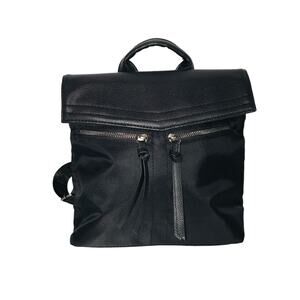 Botkier New York Black Shiny Canvas Faux Leather Small Backpack